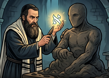 Rabbi Loewi creating the Golem